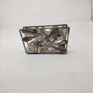Vintage Metal Silverware Themed Napkin Holder